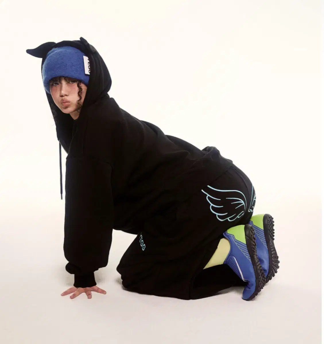 L) 예그 윙 후디 세트 셋업 블랙 yegg wing hoodie set